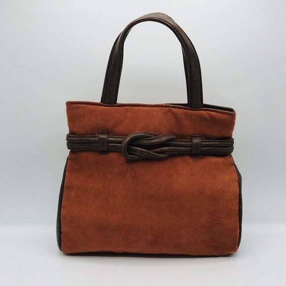 Victorias Secret Top Handle Purse Dark and Light Brown Faux Leather Hipster Boho - Picture 3 of 6